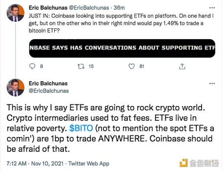 图片[1] - Eric Balchunas：Coinbase考虑在平台上支持ETFs - 屯币呀